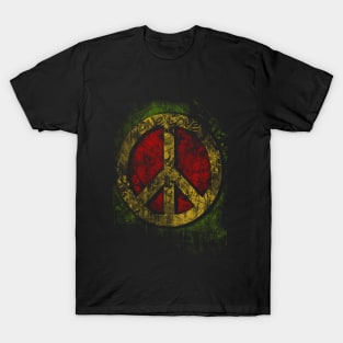 Rasta 3D Peace Sign - One Love - Graffiti - Grunge T-Shirt